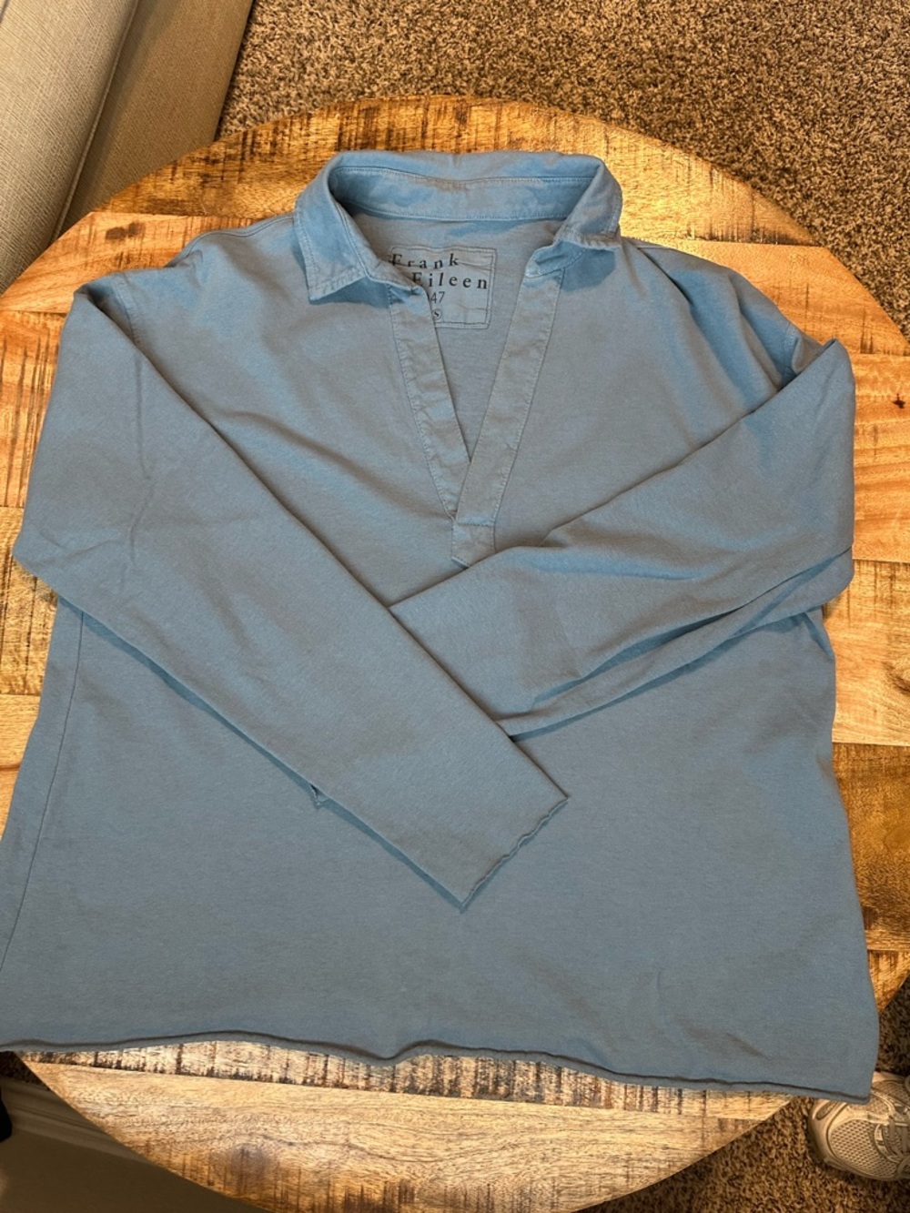 Frank & Eileen Patrick Popover Henley Collared Shirt Heritage Jersey Slate Blue - Picture 10 of 16